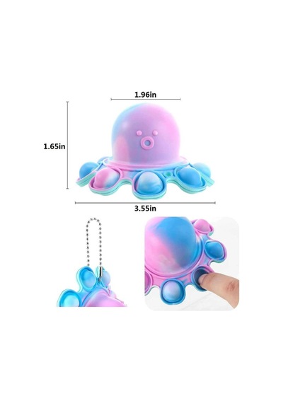 Toyfest Push Popper Flip Octopus Yumuşak Stress Giderici Çift Taraflı Anahtarlık