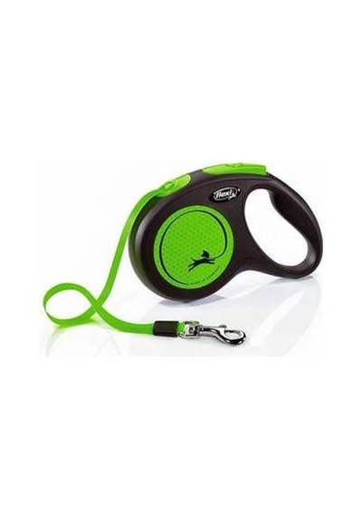 New Neon Otomatik Şerit Köpek Gezdirme Tasması Medium 5 Mt Yeşil Çok Renkli