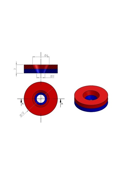 10'LU PAKET 12x3mm (6x3mm) N35 Havşalı Güçlü Neodyum Mıknatıs