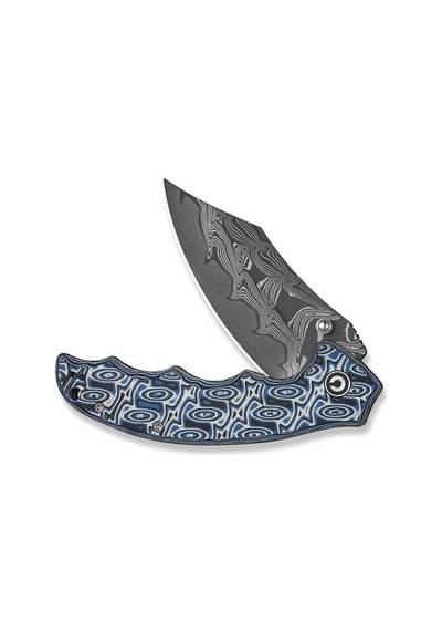 Civivi Pentad Black / White Vortex Micarta Handle Damascus Blade Kamp Çakısı Siyah