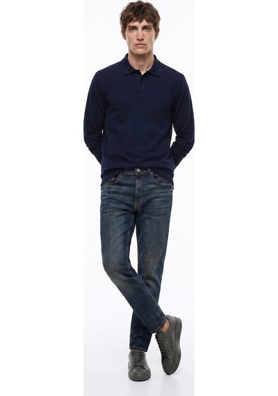 Dockers Lacivert Erkek Regular Fit Polo T-shirt D2620091410 Uzun Kollu T-shirt Polo