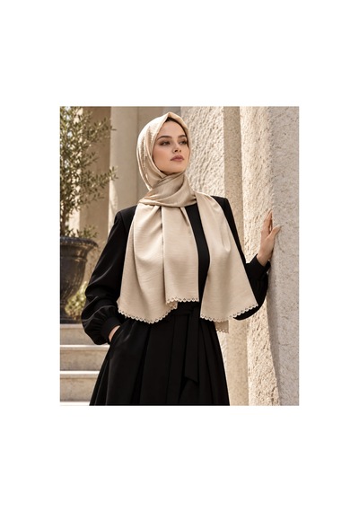 Tarzını Seç Dantel Oya Kesim Çiçek Taç Motif Şal Bej 75 X 200 Cm