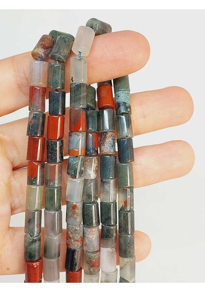 Bileklik Boy Kan Taşı Silindir Kesim 5.5x7.5mm Yarım Dizi 49320 18cm Uzunluğundadır Çok Renkli
