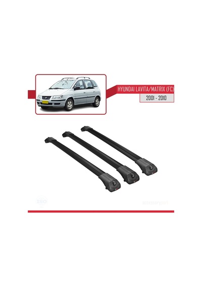 Hyundai Lavita / Matrix Fc 2001-2010 Arası İle Uyumlu Ace-1 Ara Atkı Tavan Barı Siyah 3 Adet Bar