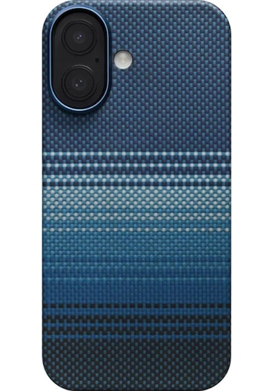 Apple Uyumlu iPhone 17 Kılıf M-safe Şarjlı Aramid Fiber Pitaka Tactile Woven Sunset-moonrise Serisi Mavi Mavi