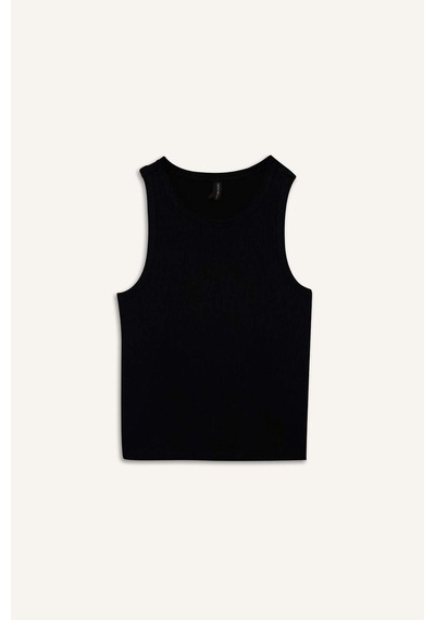 Defacto Slim Fit Dar Kesim Basic Düz Halter Yaka Fitilli Kaşkorse Pedli Atlet G0843ax25aubk81 Siyah