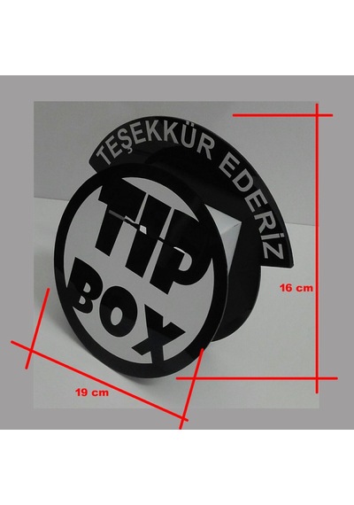 Tip Box Bahşiş Kutusu, Sadaka Kutusu ve Kumbara Siyah Daire Model Pleksi