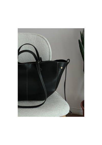 Nura Collection Kadın Polen Dikiş Detaylı Tote El Ve Omuz Çantası Siyah - 939575972 Siyah