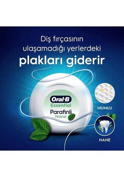 Tr Essential Diş İpi, Plak Temizler, Parafinli Diş İpi, Nane Aroması, 50m