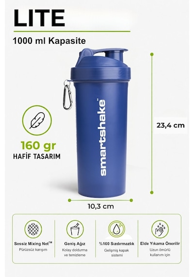 Smartshake Lite Serisi 1000 Ml Navy Mavi Protein Shaker