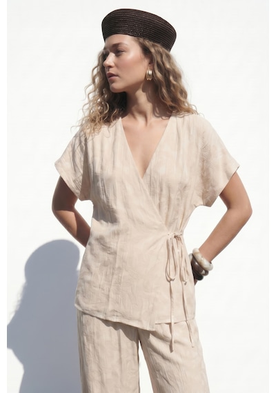 Sateen Lily Kimono - Taş-137521
