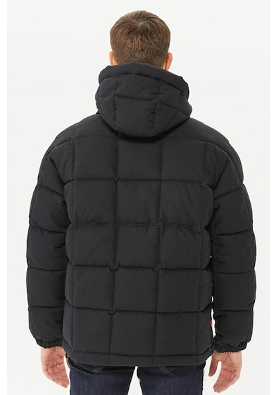 Timberland Progressive Utility Pullover Puffer Erkek 1/2 Fermuarlı Kapüşonlu Şişme Mont Siyah