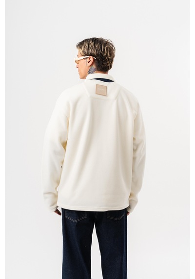 Respire Erkek Zip Oversize Polar Ceket Ekru