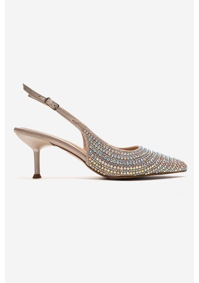 Luvishoes Yasmına Ten Taşlı Kadın Topuklu Ayakkabı