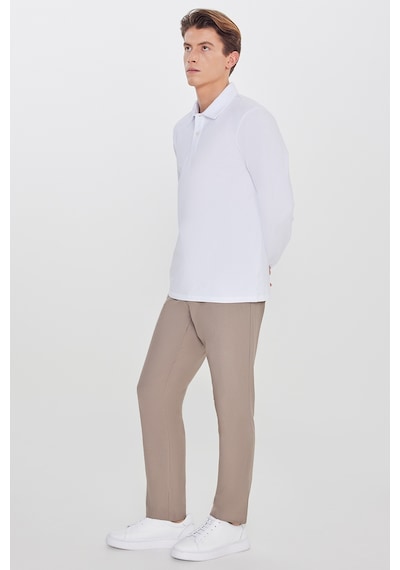 Erkek Vızon Slim Fit Dar Kesim Beli Bağlamalı Yan Cepli Pantolon Vizon