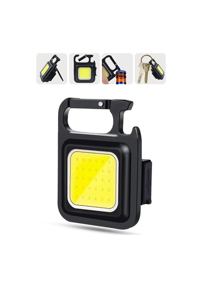 4 Mod Şarjlı Anahtarlık El Feneri Mini Boy Karabina Askılı Cob Led Lamba Acil Durum Işığı 47741