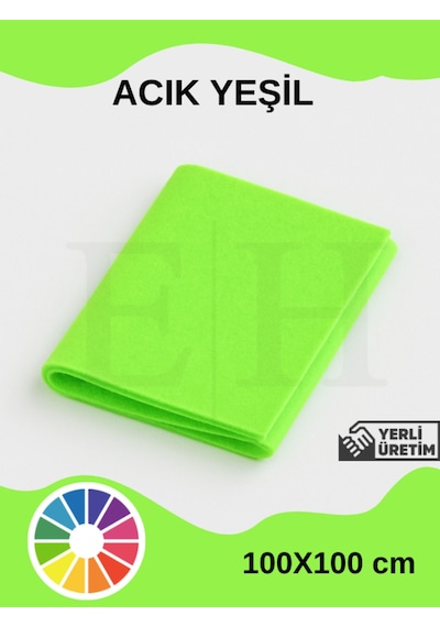 Açık Yeşil Metrelik Ince Keçe Kumaş Keçe 1 Mm Aktivite Keçesi Renkli Keçe 1 Metre 100 Cm X 100 Cm