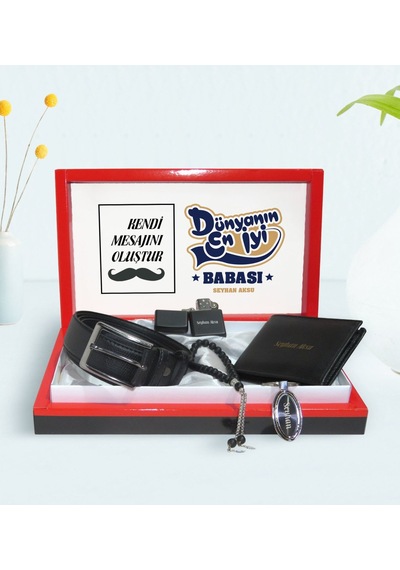 Kişiye Özel Dünyanın En İyi Babası Tasarımlı Mesajlı Kutuda Cüzda N11.6073