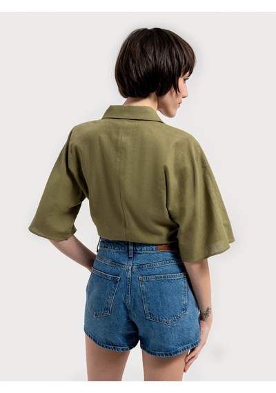 Regular Fit Kadın Gömlek K.kol Haki