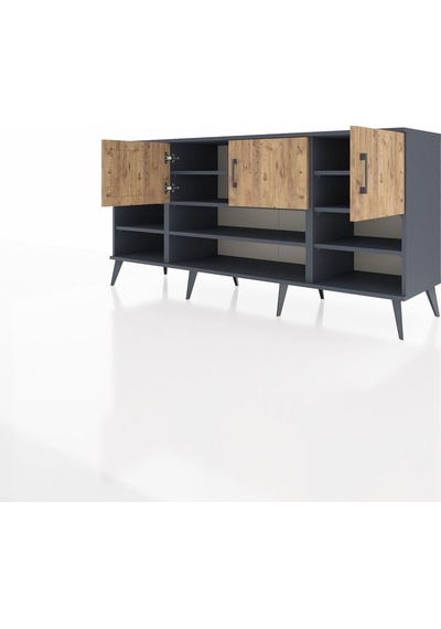 Hyperion Konsol 9 Raflı 3 Kapaklı 176x44x83 Antrasit-çam Çam Hyperion Konsol 9 Raflı 3 Kapaklı 176x44x83 Antrasit-çam Çam