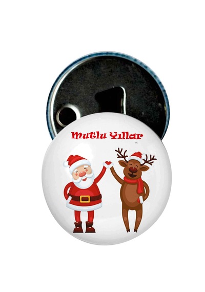 10'lu Yılbaşı Temalı Magnetli Açacak 58 Mm Noel Baba Tasarımlı Buzdolabı Süsü Ve Hediye