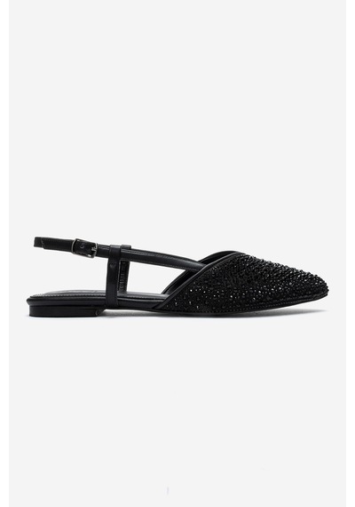 Luvi Shoes Rexton Siyah Taşlı Kadın Sandalet