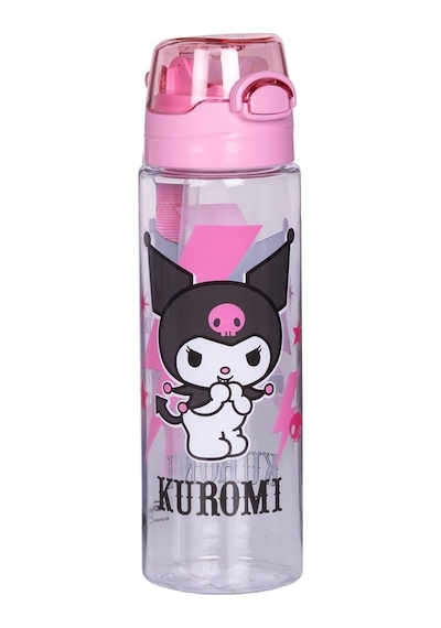 Kuromi Pipetli Askılı Kilitlenebilir Su Matarası Suluk 500ml Pembe