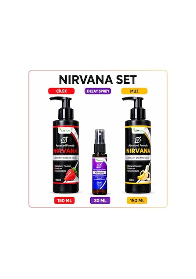 Nirvana Çilek Ve Muz Aromalı Kayganlaştırıcı Jel 2 x 150 ML + Sprey 30 ML
