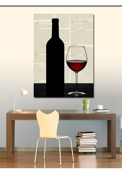 Kanvas Tablo Şarap Şişesi Ve Kadeh 70cmx100cm