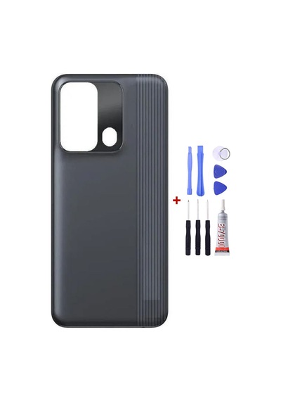 Tecno Spark 8c Siyah Arka Cam Kapak Pil Kapağı Tamir Set B7000 Set Siyah