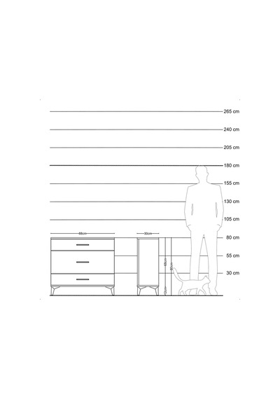 Arges Şifonyer 3 Çekmeceli 88x30x80 Çam-antrasit Atlas Çam