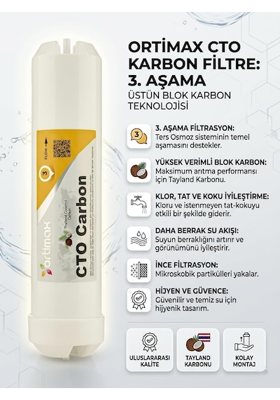 Ortimax 5'li Su Arıtma Filtre Seti, Pp Sediment, Gac, Cto Karbon, Membran Ve Post Karbon Diğer