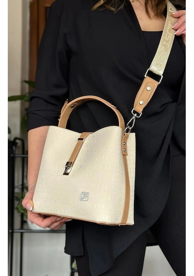 Just Polo Kadın El Ve Omuz Çantası Orta Boy 6011mh Camel - Krem