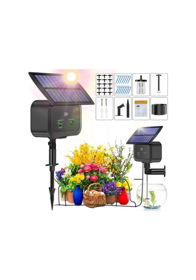 Lcd Ekran Güneş Damla Sulama Sistemi Kiti, 30 Çalışma Modu Ve 10 Sulama Aralığı Güneş Enerjili Damla Sulama Ki