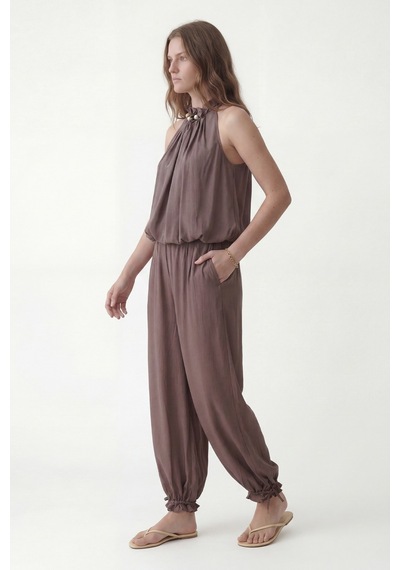 Antioch 100% Lyocell Bluz Pantolon Takım Kahverengi