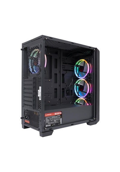 Rampage Espectro 4xRGB Fanlı 600W 80+ Bronze Mid Tower Bilgisayar Kasası Siyah