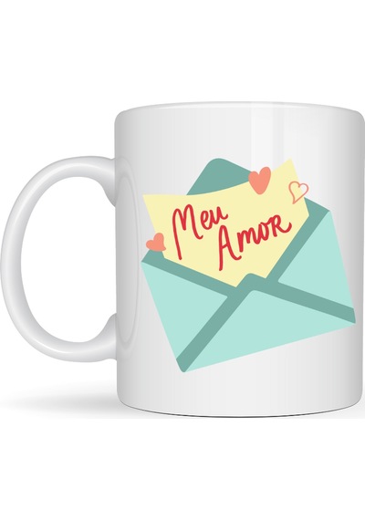 Meu Amor Tasarımlı Porselen Kupa Model 11 - Romantik Kalp Desenli Sevgili Kupası - Özel Tasarım Kahve & Çay Kupası Diğer