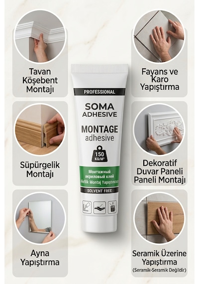 Akrilik Montaj Yapıştırıcısı Sıvı Çivi Hızlı Yapıştırıcı - Solvent İçermez Boyanabilir 1