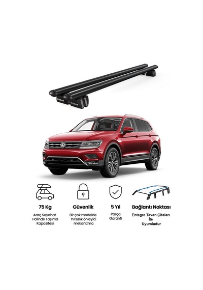 Pençe Volkswagen Touareg Ara Atkı 2010-2018 Uyumlu Siyah Ara Atkı Port Bagaj Tavan Barı