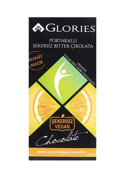 Glorıes Tablet Çikolata 100g Portakal Bitter - Şekersiz Vegan Belçika Çikolatası 3'li Ekonomik Tarı