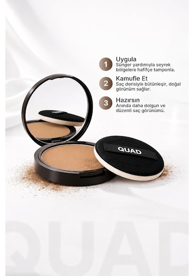 Unisex Saç Ve Sakal Kapatıcı Dolgunlaştırıcı Pudra, Açık Kahve, 12gr, Doğal Görünüm, Anında Hacim Çok Renkli
