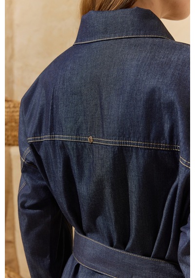Aker Lacivert Yıkamalı Denim Tunik Lacivert Lacivert