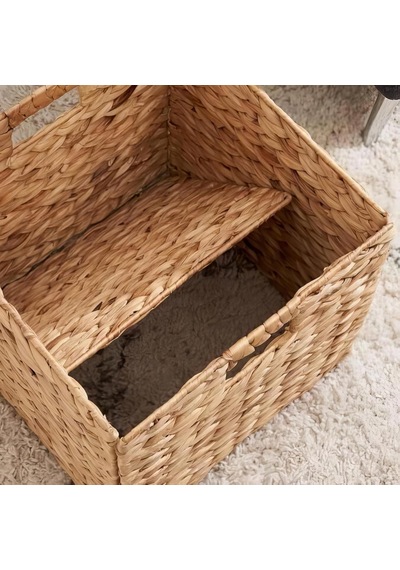 Su Sümbülü Hasır Bambu Rattan Katlanır Sepet Organizer & Çok Amaçlı Kare Düzenleyici 30x30x30