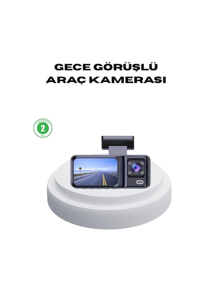 170 Geniş Açılı 3 Kameralı Araç İçi Kayıt Cihazı Gece Görüşlü 11449942