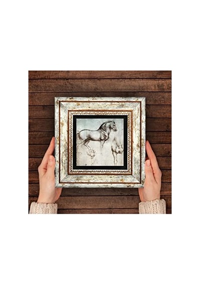 Ayrex Leonardo Da Vinci At Heykeli Taş Duvar Tablosu - Çerçeveli Taş Tablo - Dekoratif Duvar Sanatı - Modern Ev Ve Diğer