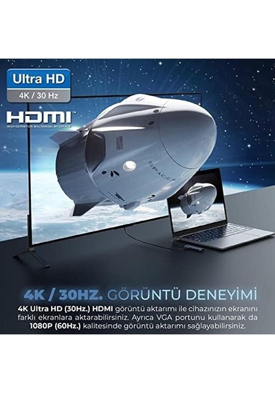 Bix Bx12hb 11'i 1 Usb C Hub, 4k Hdmı, Dp, Vga, Görüntü Aktarımı, 100w Pd, 3x Usb 3.0 Girişi, 1 Gigabit Ethernet, Micro Sd/sd Girişi, 3,5 Mm. Macbook Pro İçin Multiport Bağlantı Noktası.