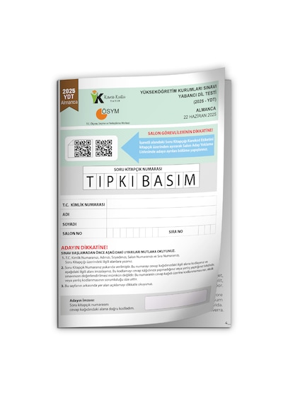 2025 Yks Ydt Almanca Ösym Tıpkı Basım Çıkmış Soru Deneme Kitapçığı Türkiye Geneli