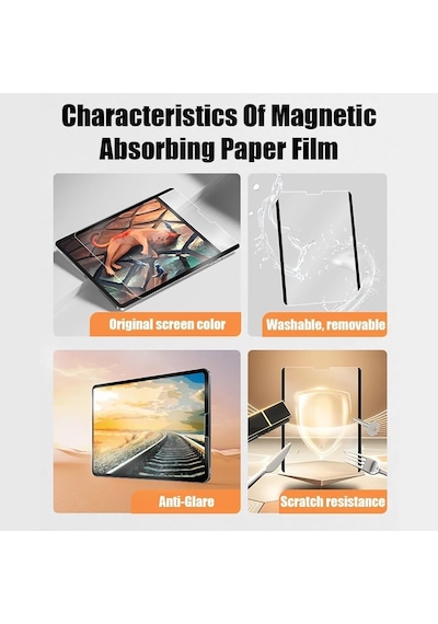 Samsung Galaxy Tab S7-s8-s9 Plus S9 Fe Plus S7 Fe İle Uyumlu Çok Kullanımlı Magnetik Paper Like