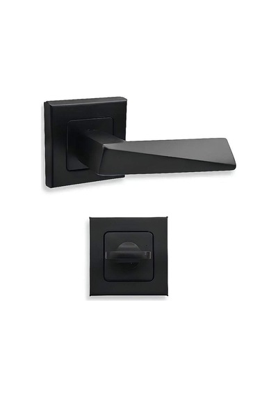 Sese Prizma Modeli Kare Rozetli Wc Kapı Kolu Siyah 200-112r-02-02