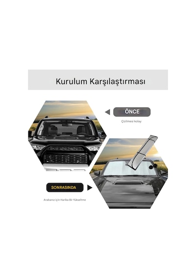 Oto Araç Araba Güneşliği Ön Cam Güneşliği Parlak Güneşlik Koruyucu Perde Metalize 130x65 Cm Diğer